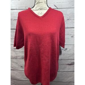 Bobbie Brooks Red‎ VNeck Short Sleeve Pullover Sweater Size 18W/20W